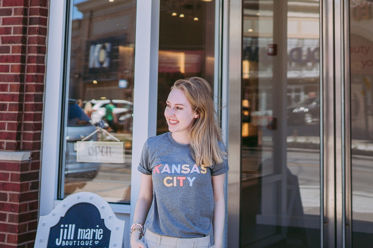 Colorful Kansas City Tee- Light Grey – Jill Marie Baby Boutique